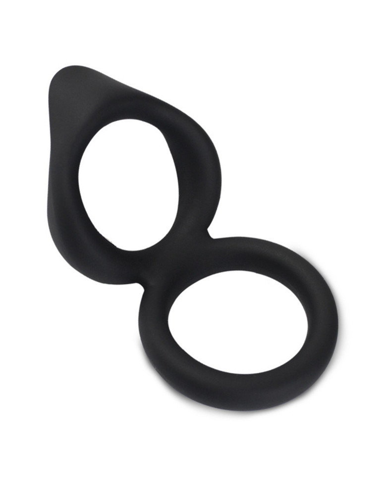 Double cockring noir en silicone