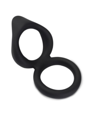 Double cockring noir en silicone