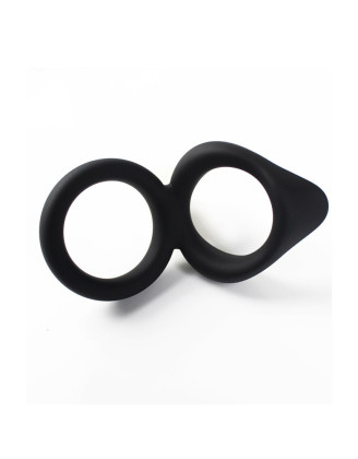 Double cockring noir en silicone