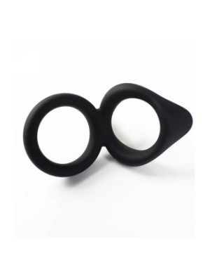 Double cockring noir en silicone