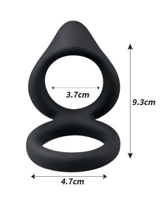 Double cockring noir en silicone