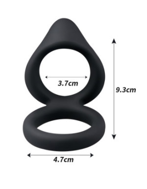 Double cockring noir en silicone