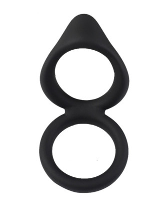 Double cockring noir en silicone