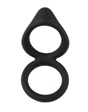Double cockring noir en silicone