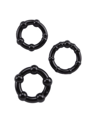 Pack 3 cockring noir avec billes