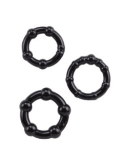 Pack 3 cockring noir avec billes