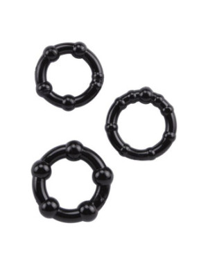 Pack 3 cockring noir avec billes