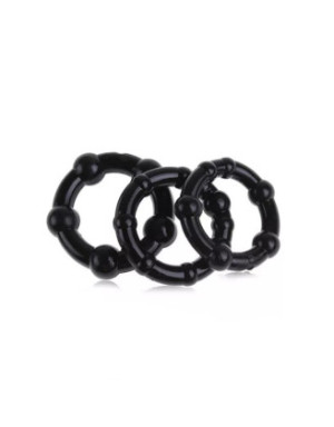 Pack 3 cockring noir avec billes
