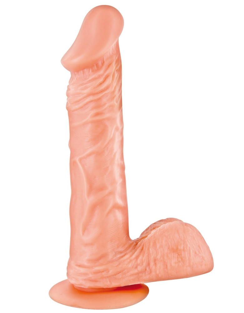 Gode réaliste veiné avec testicules et ventouse 21cm