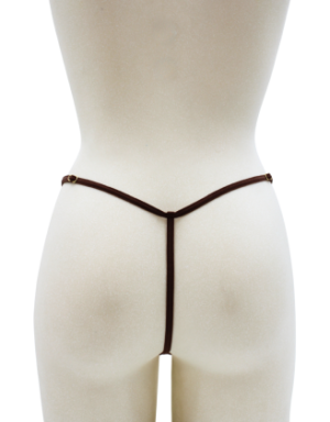 String en dentelle marron ouvert avec chaînes dorées