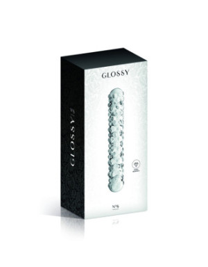 Gode en verre transparent perlé  n°6 Glossy