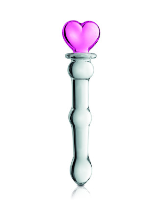 Gode en verre bicolor avec boules et coeur  n°21 Glossy