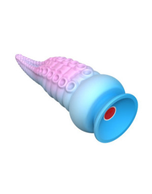 Gode ventouse tentacule Kraken vibrant 18 cm rose et bleu USB