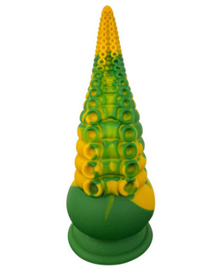Gode ventouse tentacule Kraken vibrant 21 cm vert et jaune USB