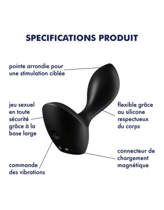 Plug anal vibrant noir USB Backdoor Lover Satisfyer