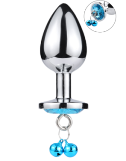 Plug bijou aluminium bleu avec clochettes Taille M JINGLE