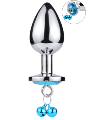 Plug bijou aluminium bleu avec clochettes Taille M JINGLE