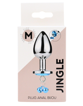 Plug bijou aluminium bleu avec clochettes Taille M JINGLE