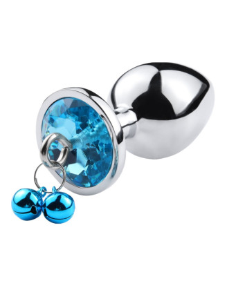 Plug bijou aluminium bleu avec clochettes Taille M JINGLE