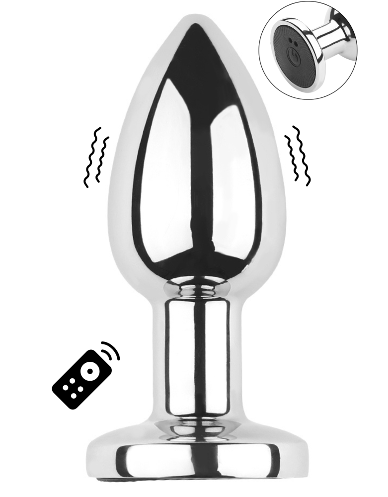 Plug vibrant acier inoxydable anal taille S avec télécommande, USB BOOTY