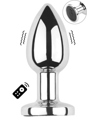 Plug vibrant acier inoxydable anal taille S avec télécommande, USB BOOTY