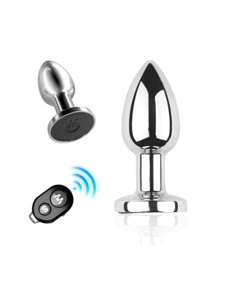 Plug vibrant acier inoxydable anal taille S avec télécommande, USB BOOTY