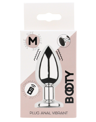 Plug vibrant acier inoxydable anal taille M avec télécommande, USB BOOTY