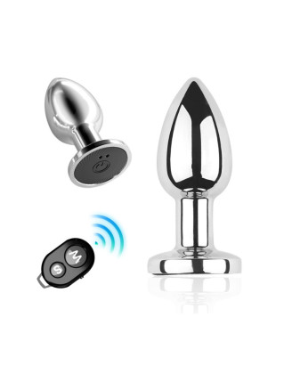 Plug vibrant acier inoxydable anal taille M avec télécommande, USB BOOTY