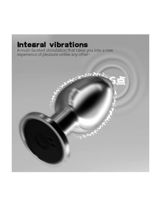 Plug vibrant acier inoxydable anal taille M avec télécommande, USB BOOTY