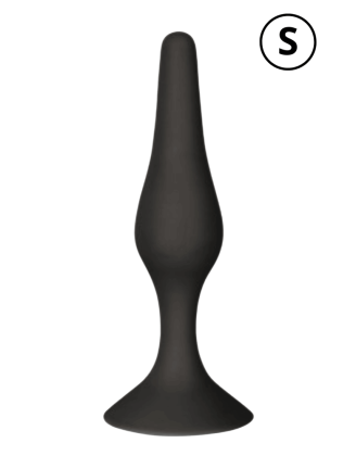 Plug Anal Noir en Silicone S avec Ventouse Taille S 10,5 cm Pocket Pleasure + 1 dosette de lubrifiant