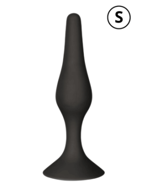 Plug Anal Noir en Silicone S avec Ventouse Taille S 10,5 cm Pocket Pleasure + 1 dosette de lubrifiant