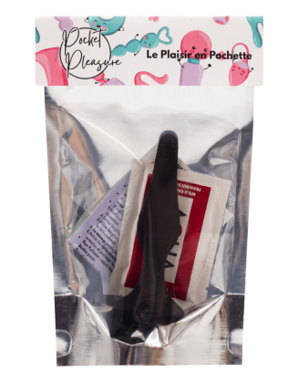 Plug Anal Noir en Silicone S avec Ventouse Taille S 10,5 cm Pocket Pleasure + 1 dosette de lubrifiant