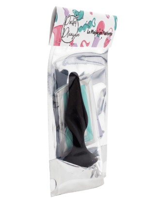 Plug Anal Noir en Silicone S avec Ventouse Taille S 10,5 cm Pocket Pleasure + 1 dosette de lubrifiant
