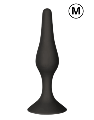 Plug Anal Noir en Silicone M avec Ventouse Taille M 11,3 cm Pocket Pleasure + 1 dosette de lubrifiant