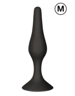 Plug Anal Noir en Silicone M avec Ventouse Taille M 11,3 cm Pocket Pleasure + 1 dosette de lubrifiant