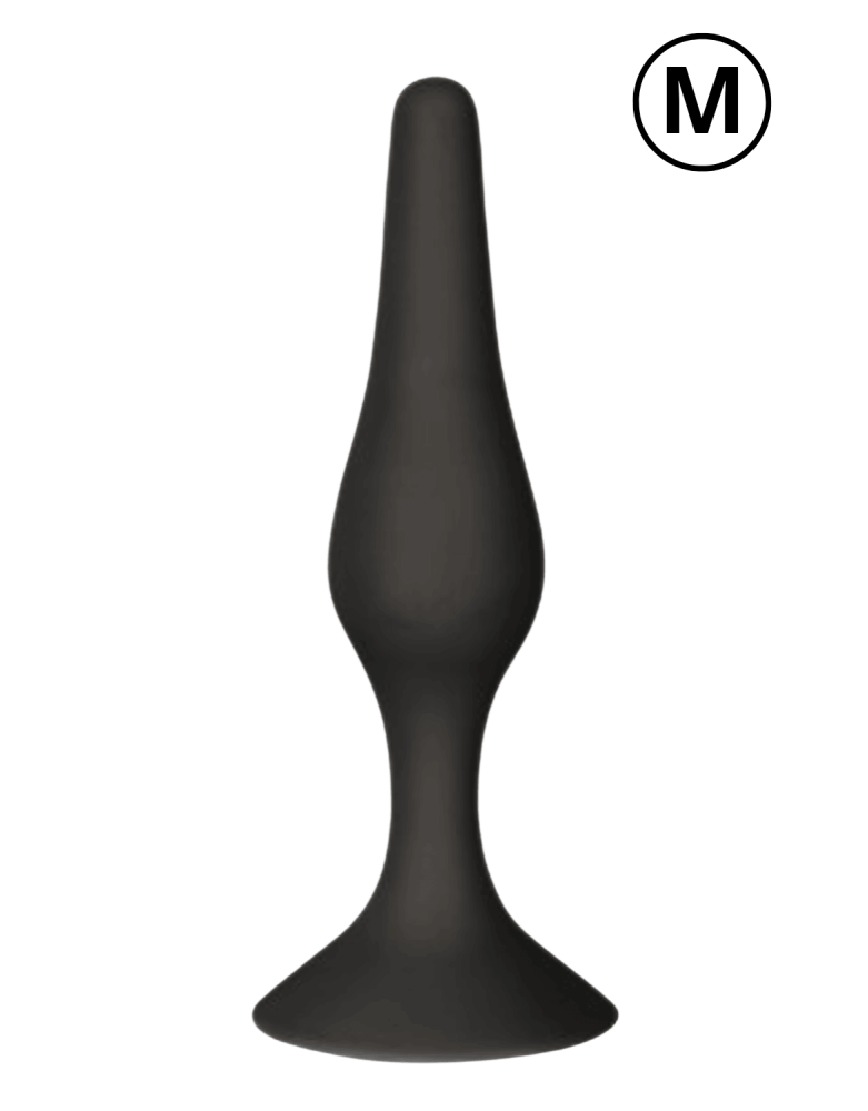 Plug Anal Noir en Silicone M avec Ventouse Taille M 11,3 cm Pocket Pleasure + 1 dosette de lubrifiant