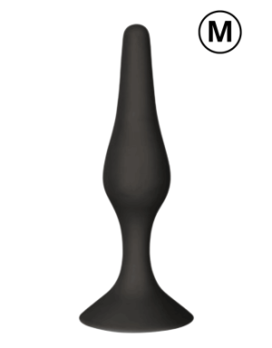 Plug Anal Noir en Silicone M avec Ventouse Taille M 11,3 cm Pocket Pleasure + 1 dosette de lubrifiant