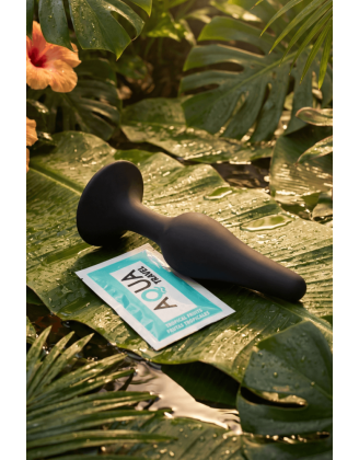 Plug Anal Noir en Silicone M avec Ventouse Taille M 11,3 cm Pocket Pleasure + 1 dosette de lubrifiant