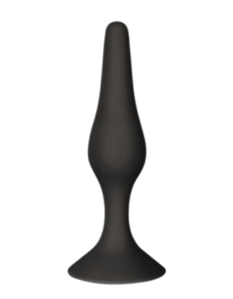 Plug Anal Noir en Silicone M avec Ventouse Taille M 11,3 cm Pocket Pleasure + 1 dosette de lubrifiant