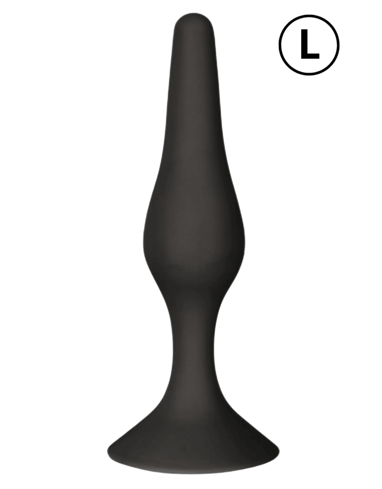 Plug Anal Noir en Silicone L avec Ventouse Taille L 12,7 cm Pocket Pleasure + 1 dosette de lubrifiant