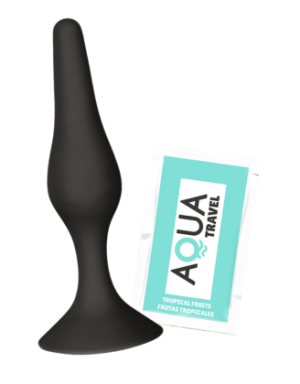 Plug Anal Noir en Silicone L avec Ventouse Taille L 12,7 cm Pocket Pleasure + 1 dosette de lubrifiant
