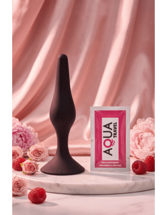 Plug Anal Noir en Silicone L avec Ventouse Taille L 12,7 cm Pocket Pleasure + 1 dosette de lubrifiant