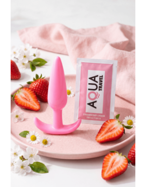 Plug anal rose souple base évasée Pocket Pleasure + 1 dosette lubrifiant