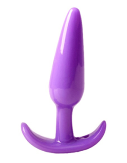 Plug anal violet souple base évasée Pocket Pleasure + 1 dosette de lubrifiant