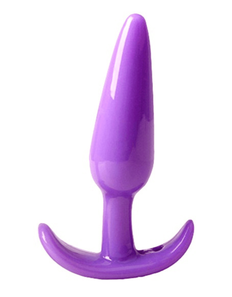 Plug anal violet souple base évasée Pocket Pleasure + 1 dosette de lubrifiant