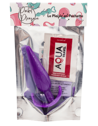 Plug anal violet souple base évasée Pocket Pleasure + 1 dosette de lubrifiant