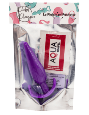 Plug anal violet souple base évasée Pocket Pleasure + 1 dosette de lubrifiant