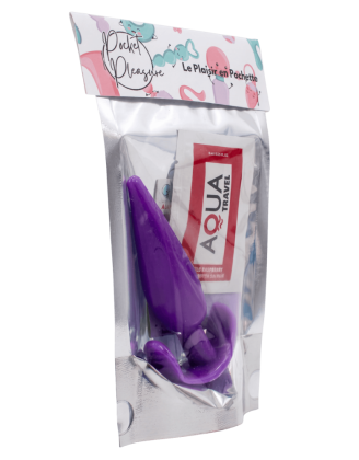 Plug anal violet souple base évasée Pocket Pleasure + 1 dosette de lubrifiant
