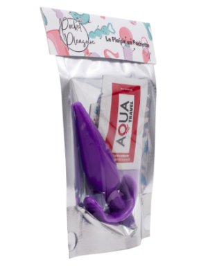 Plug anal violet souple base évasée Pocket Pleasure + 1 dosette de lubrifiant