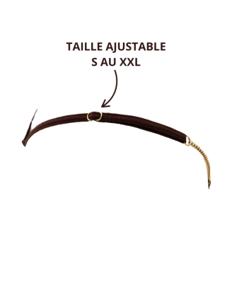 String en dentelle marron ouvert avec chaînes dorées